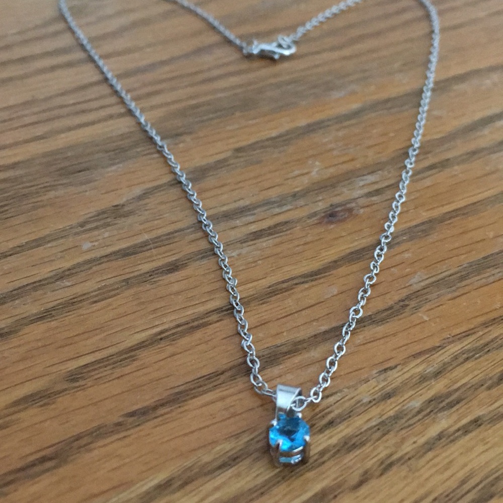 Silver necklace / teal pendant